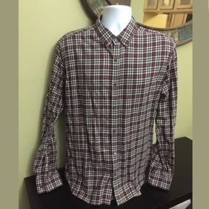 Men’s Theory Plaid Long Sleeve Button Front XL